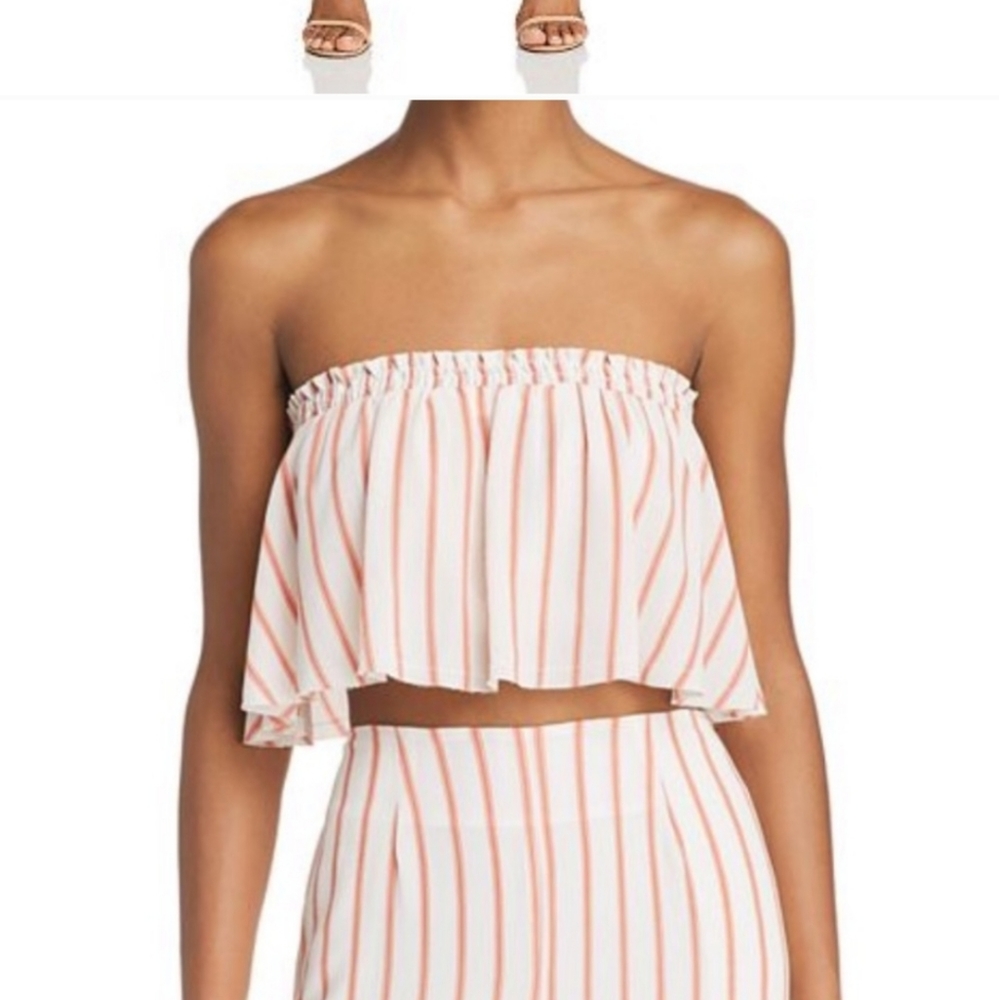 Sage Aurelia Striped Crop Top Small Orange